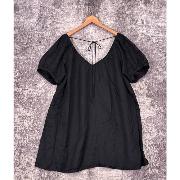 Banana Republic Dress XL Tall Womens Black Viscose Linen Mini - Picture 3 of 9